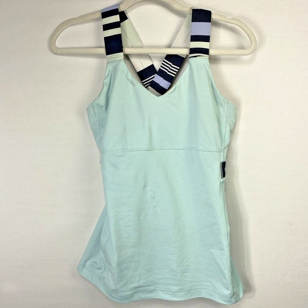 Lululemon Criss Cross Back Womens Tank Top Mint Size Medium Blue No Size Dot